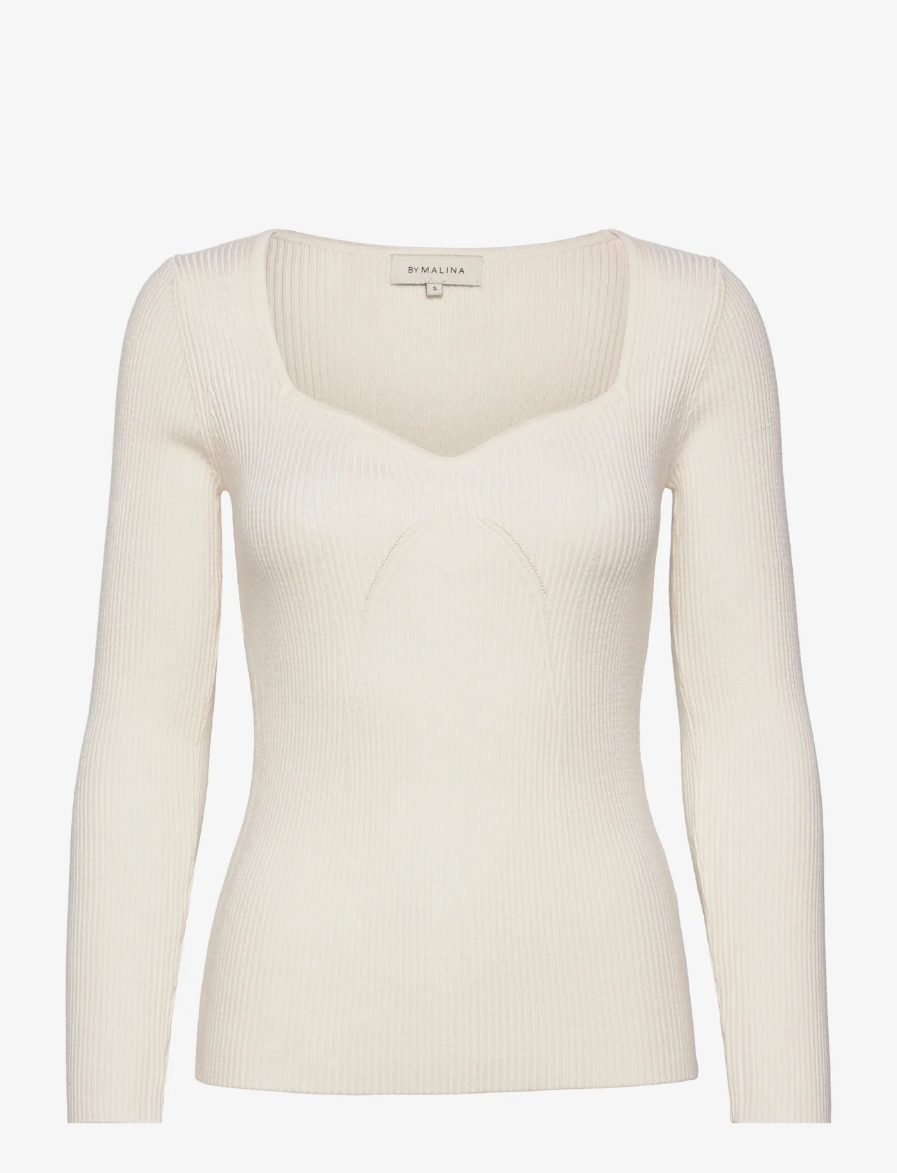 Malina - Tulip ribbed knitted top - swetry - white - 0