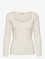 Malina - Tulip ribbed knitted top - tröjor - white - 0
