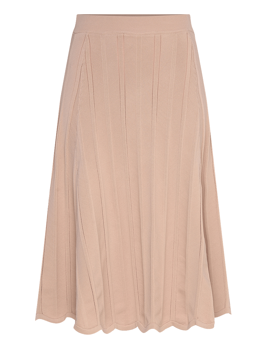 Malina - Anissa ribbed knit midi skirt - strickröcke - warm sand - 1