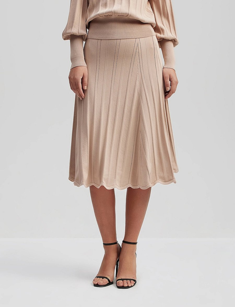 Malina - Anissa ribbed knit midi skirt - strickröcke - warm sand - 3