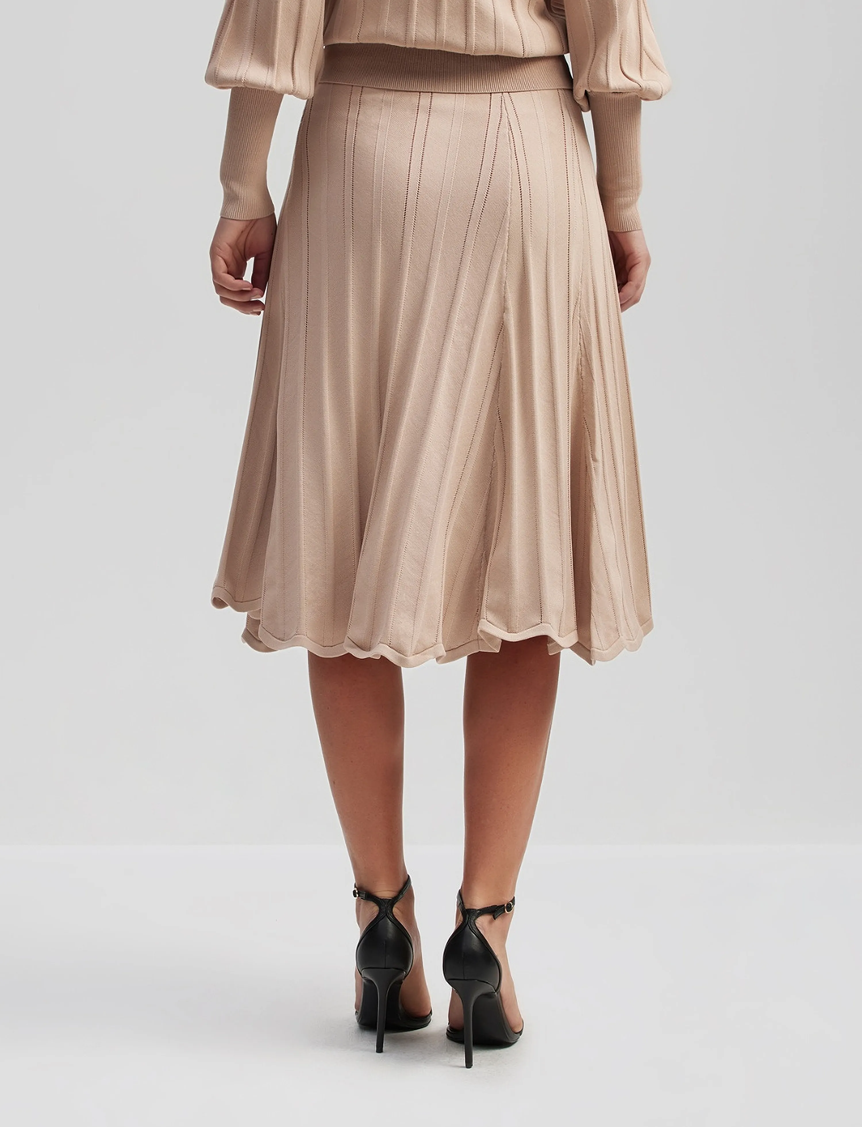 Malina - Anissa ribbed knit midi skirt - adīti svārki - warm sand - 4