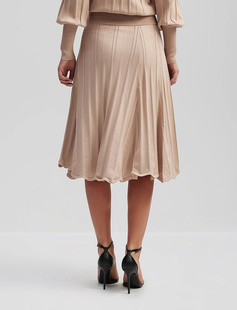 Malina - Anissa ribbed knit midi skirt - strickröcke - warm sand - 4