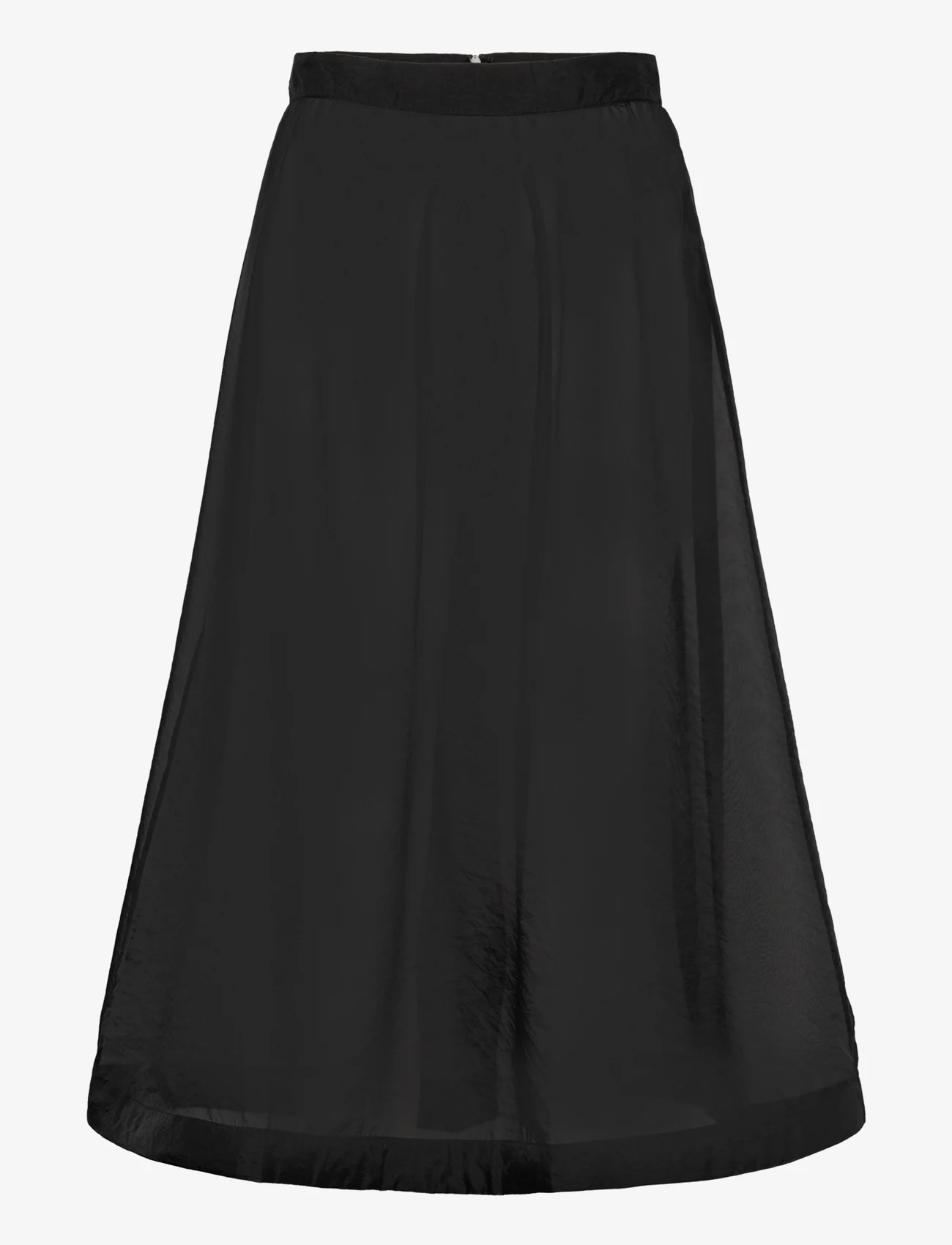 Malina - Hayden pleated wide organza midi skirt - midi skirts - black organza - 0