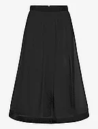 Hayden pleated wide organza midi skirt - BLACK ORGANZA