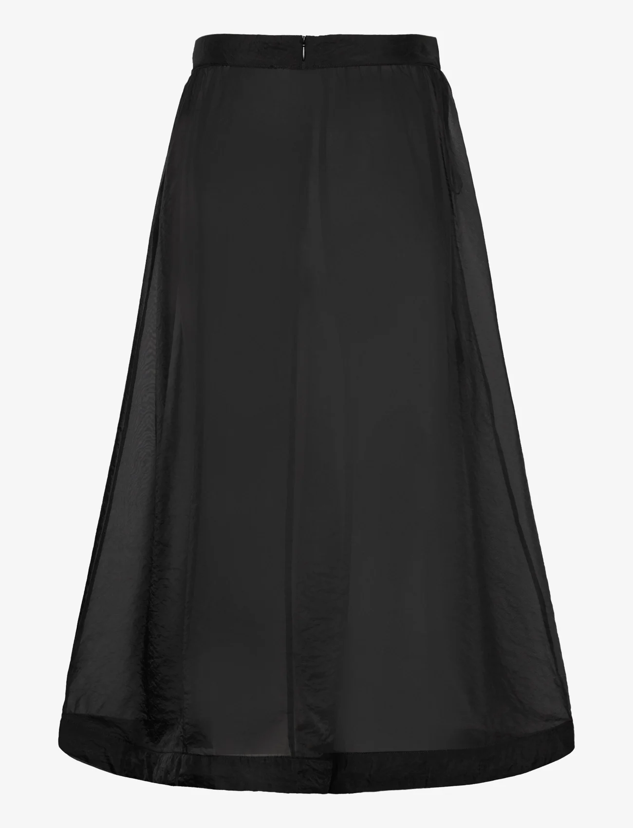 Malina - Hayden pleated wide organza midi skirt - midi skirts - black organza - 1
