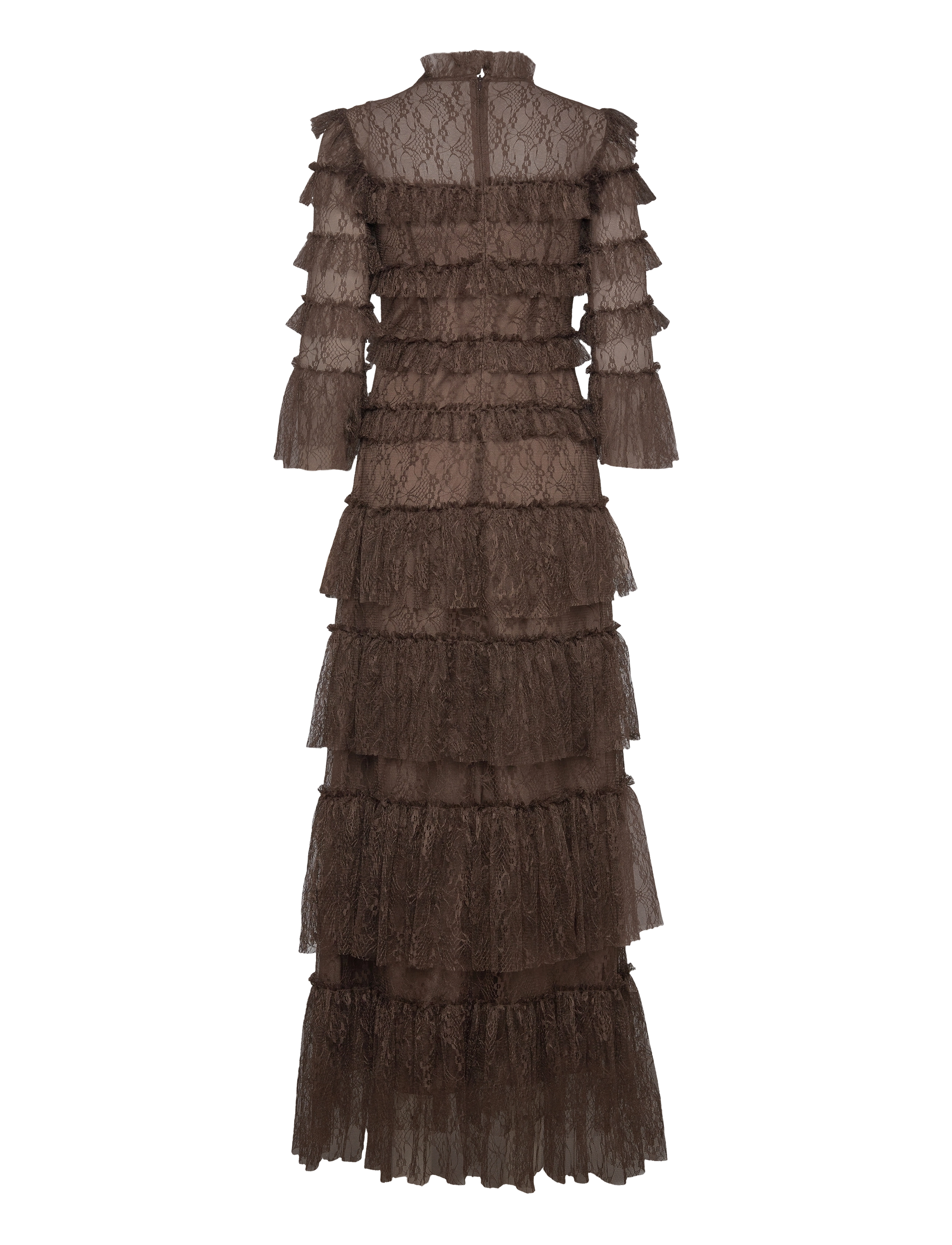 Malina - Carmine Long Sleeve Lace Maxi dress - festtøj til outletpriser - brown - 2
