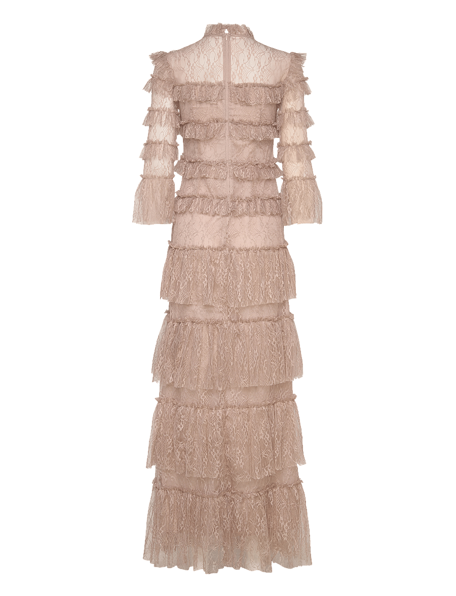 Malina - Carmine Long Sleeve Lace Maxi Dress - greige - 2