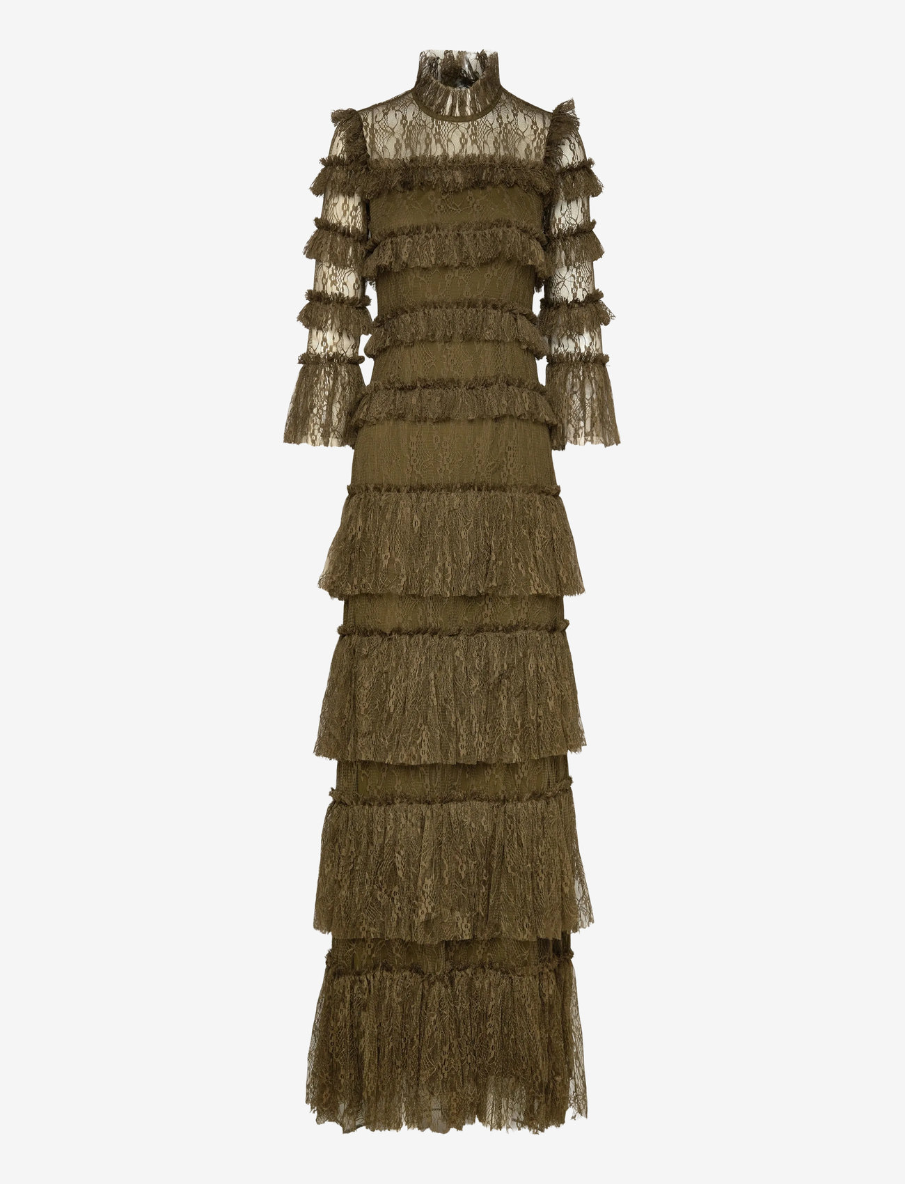 Malina - Carmine long sleeve lace maxi dress - abendkleider - olive - 1