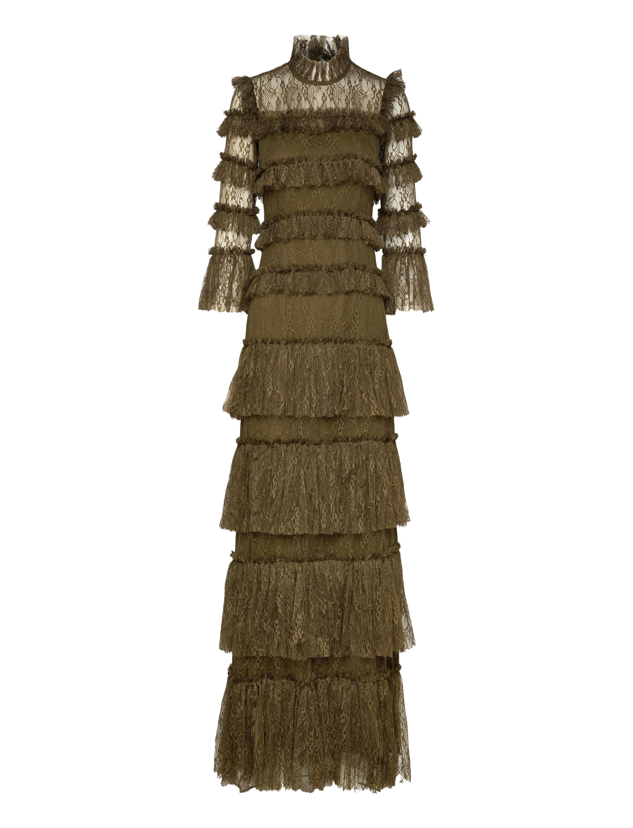 Malina Carmine Long Sleeve Lace Maxi dress - Kjoler - OLIVE / khaki/green