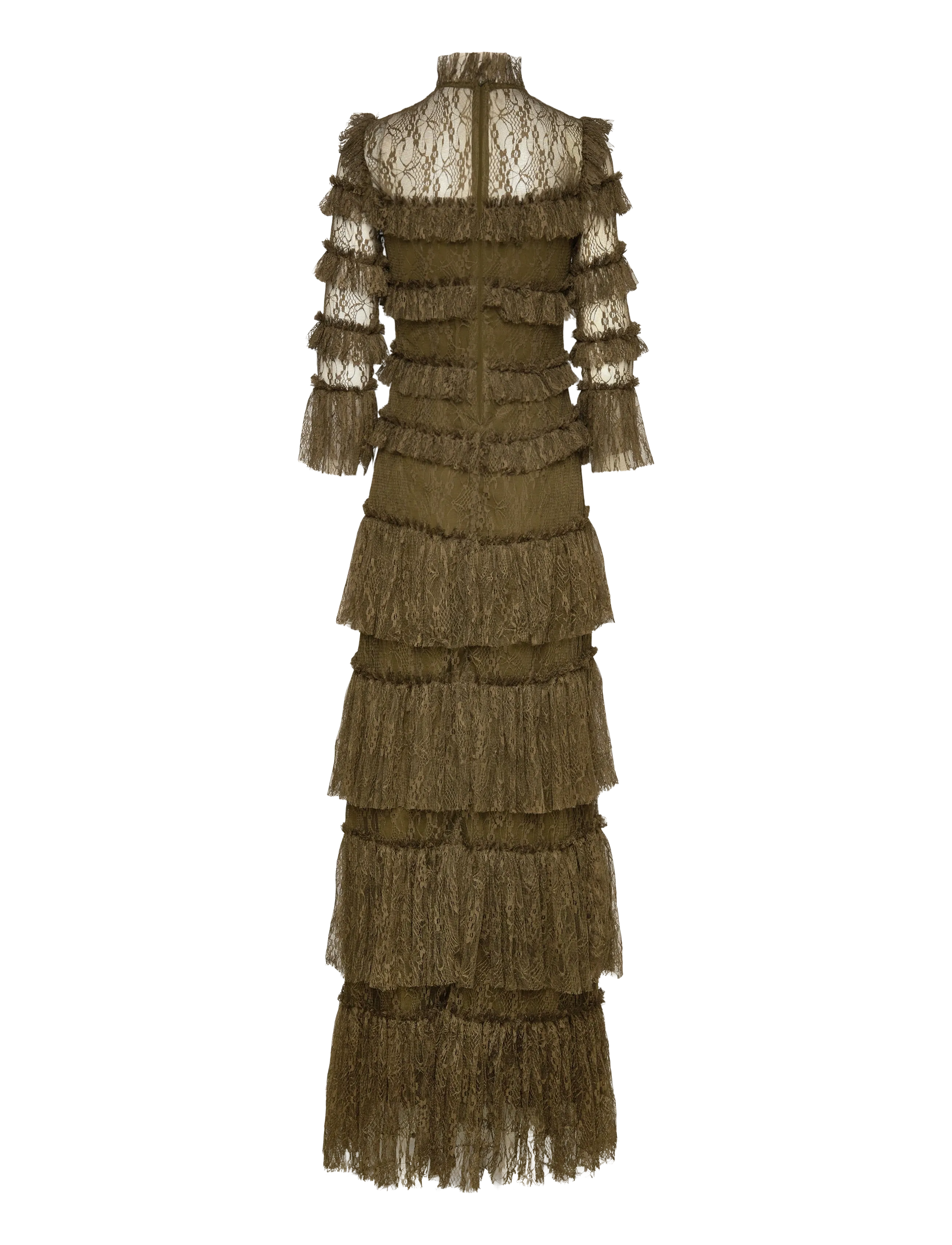 Malina - Carmine Long Sleeve Lace Maxi Dress - Õhtukleidid - olive - 2