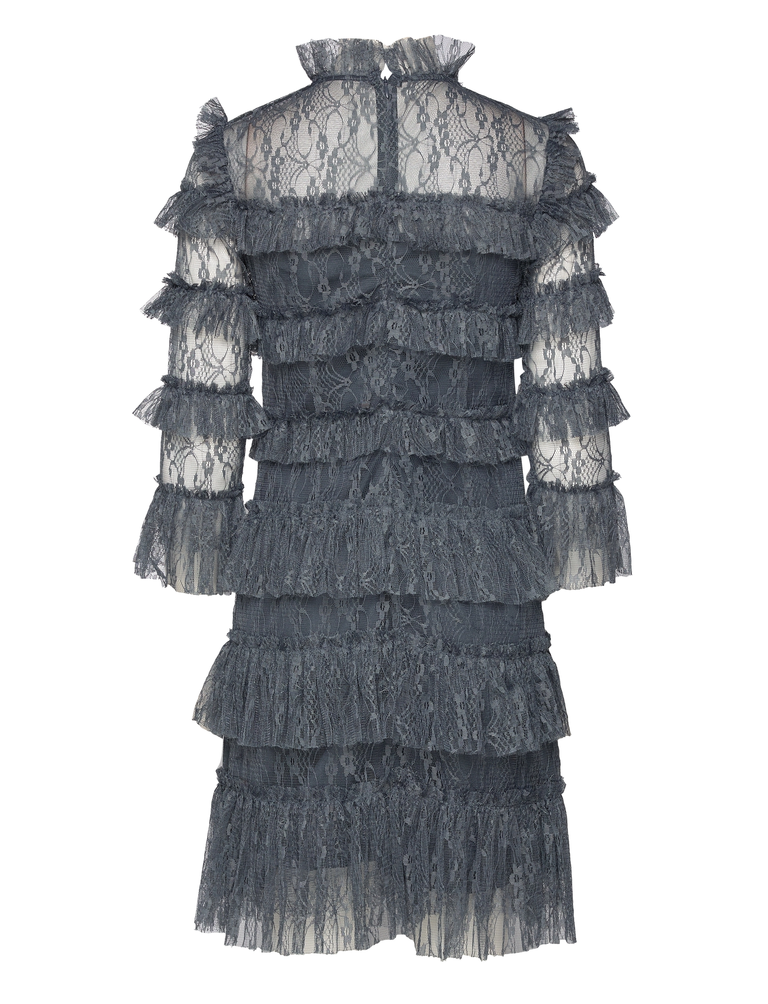 Malina - Carmine Frill Lace Mini dress - festtøj til outletpriser - ash - 2