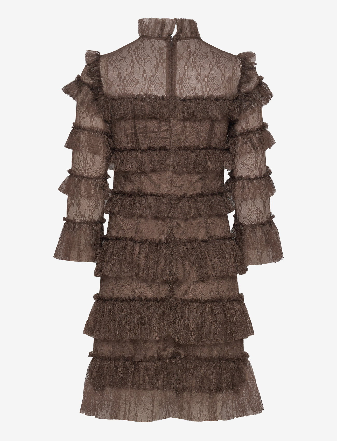 Malina - Carmine frill mini lace dress - spetsklänningar - brown - 2