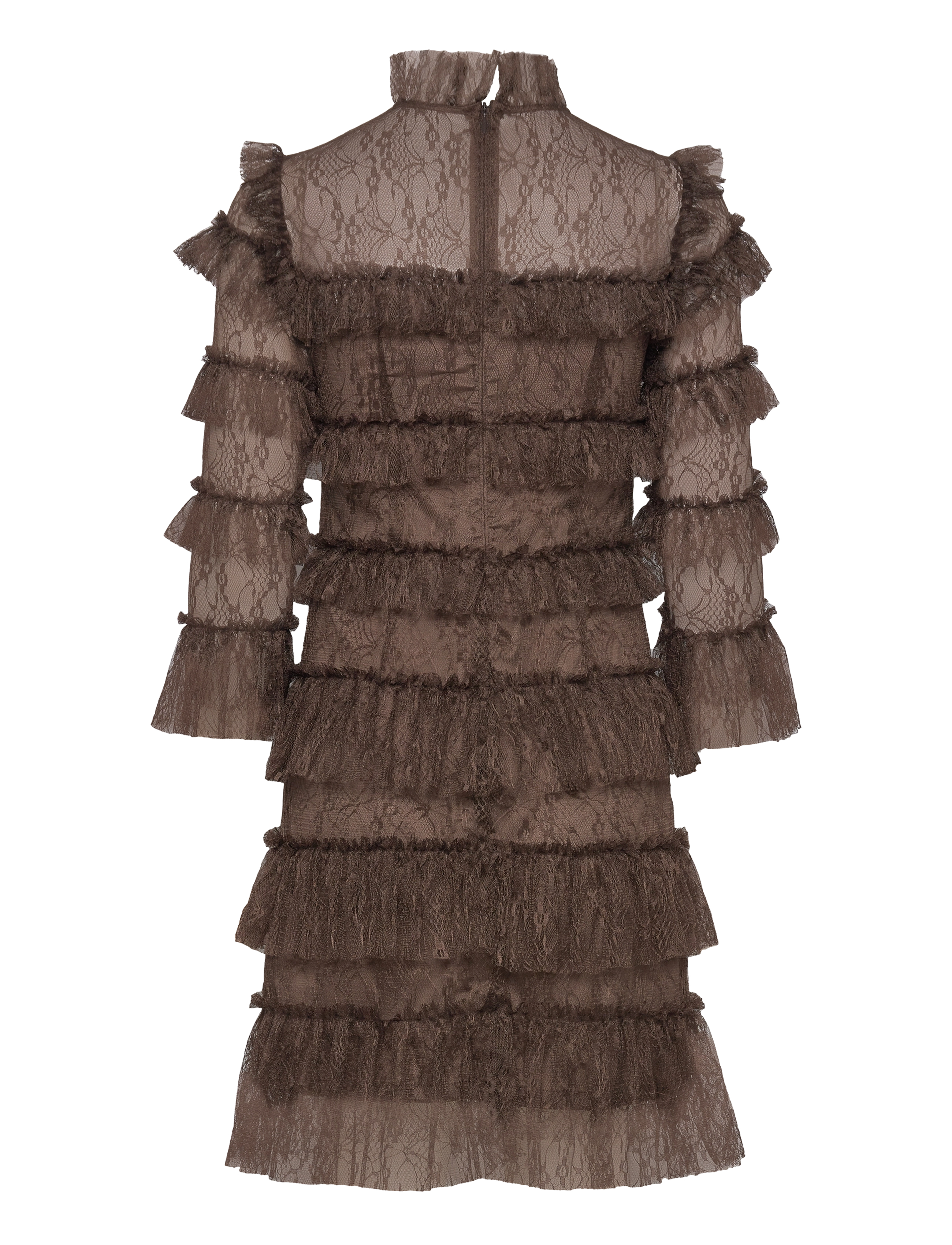 Malina - Carmine Frill Lace Mini dress - vakarinės suknelės - brown - 2