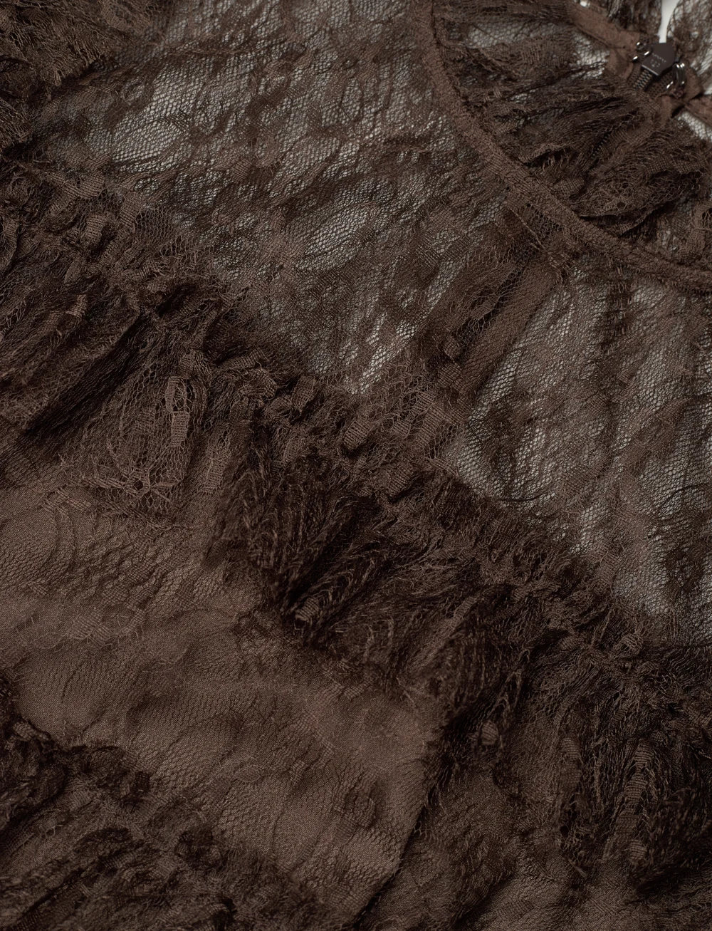 Malina - Carmine frill lace mini dress - spetsklänningar - brown - 5