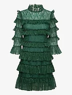 Carmine frill mini lace dress - DARK GREEN