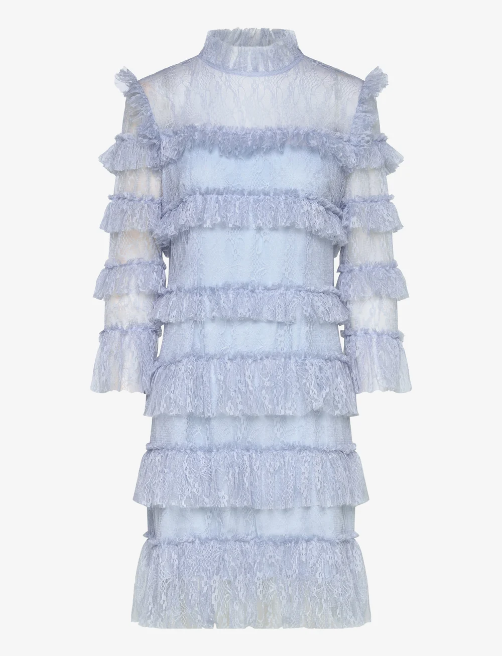Malina - Carmine frill lace mini dress - spetsklänningar - dusty blue - 1