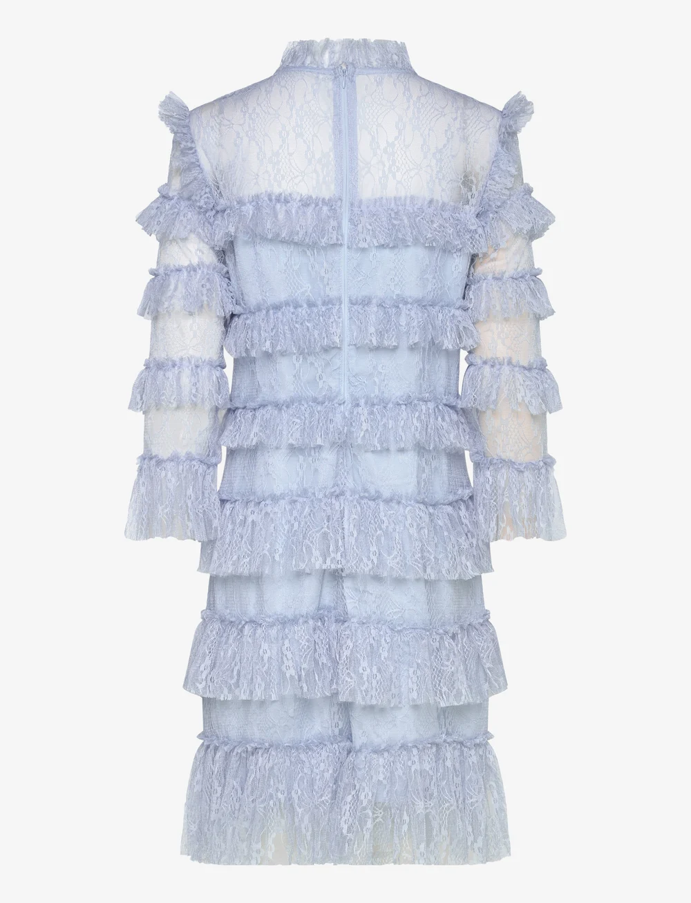 Malina - Carmine frill lace mini dress - spetsklänningar - dusty blue - 2