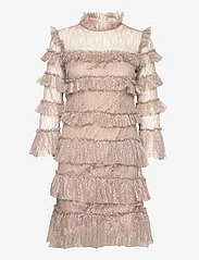 Malina - Carmine frill mini lace dress - vakarėlių drabužiai išparduotuvių kainomis - greige - 0