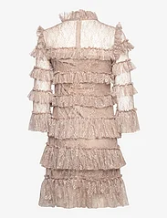 Malina - Carmine frill mini lace dress - odzież imprezowa w cenach outletowych - greige - 1