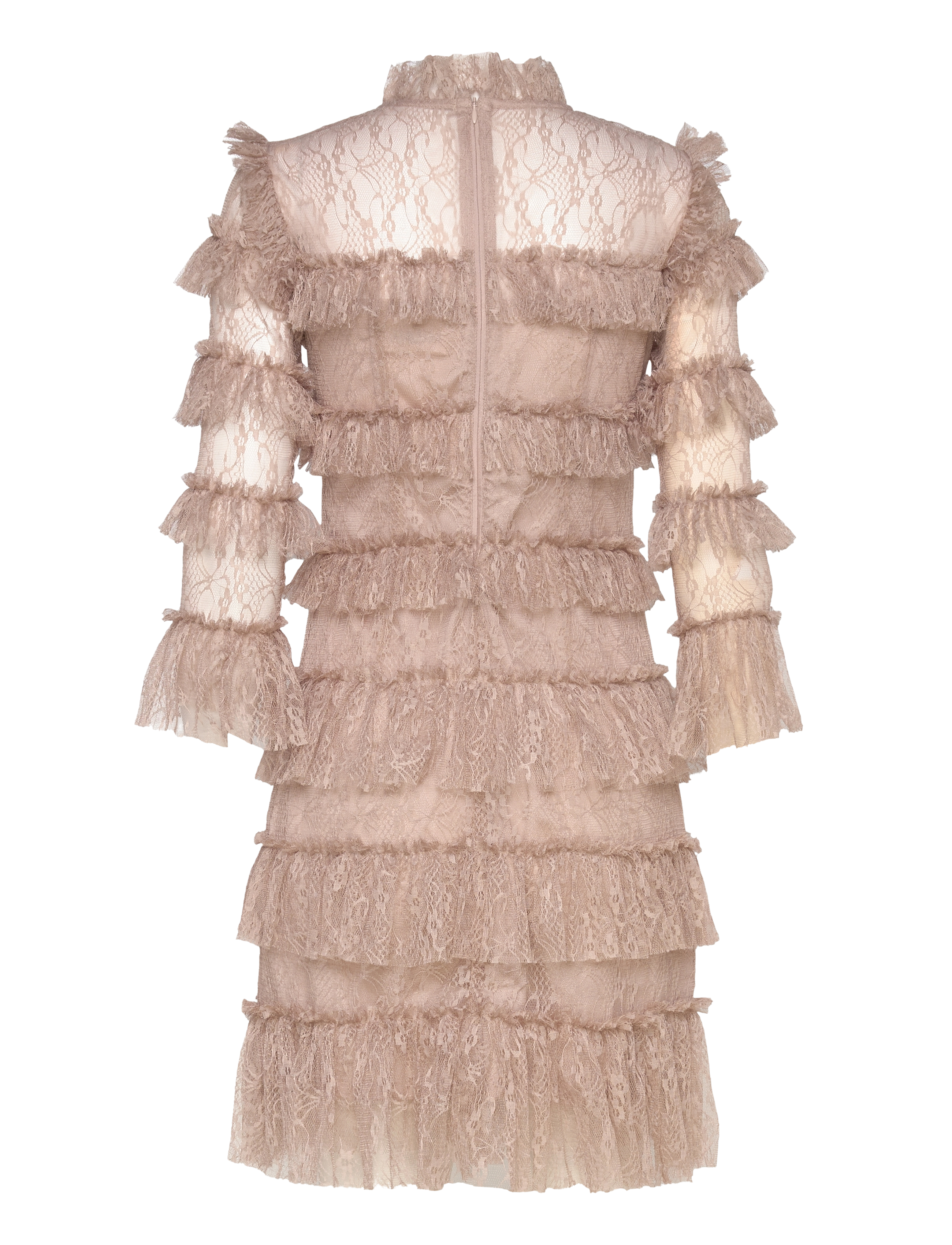 Malina - Carmine frill lace mini dress - særlige begivenheder - greige - 2
