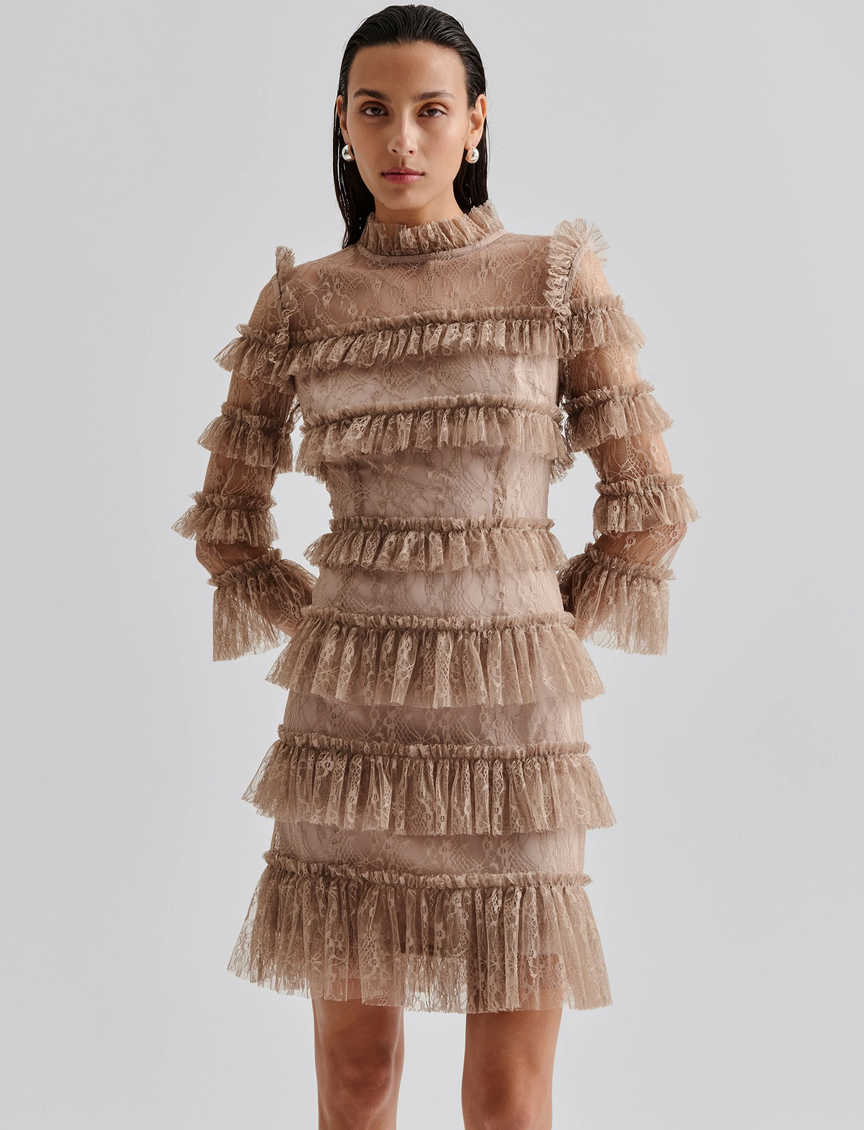 MALINA Carmine Frill Lace Mini Dress klänningar dam – bild 2