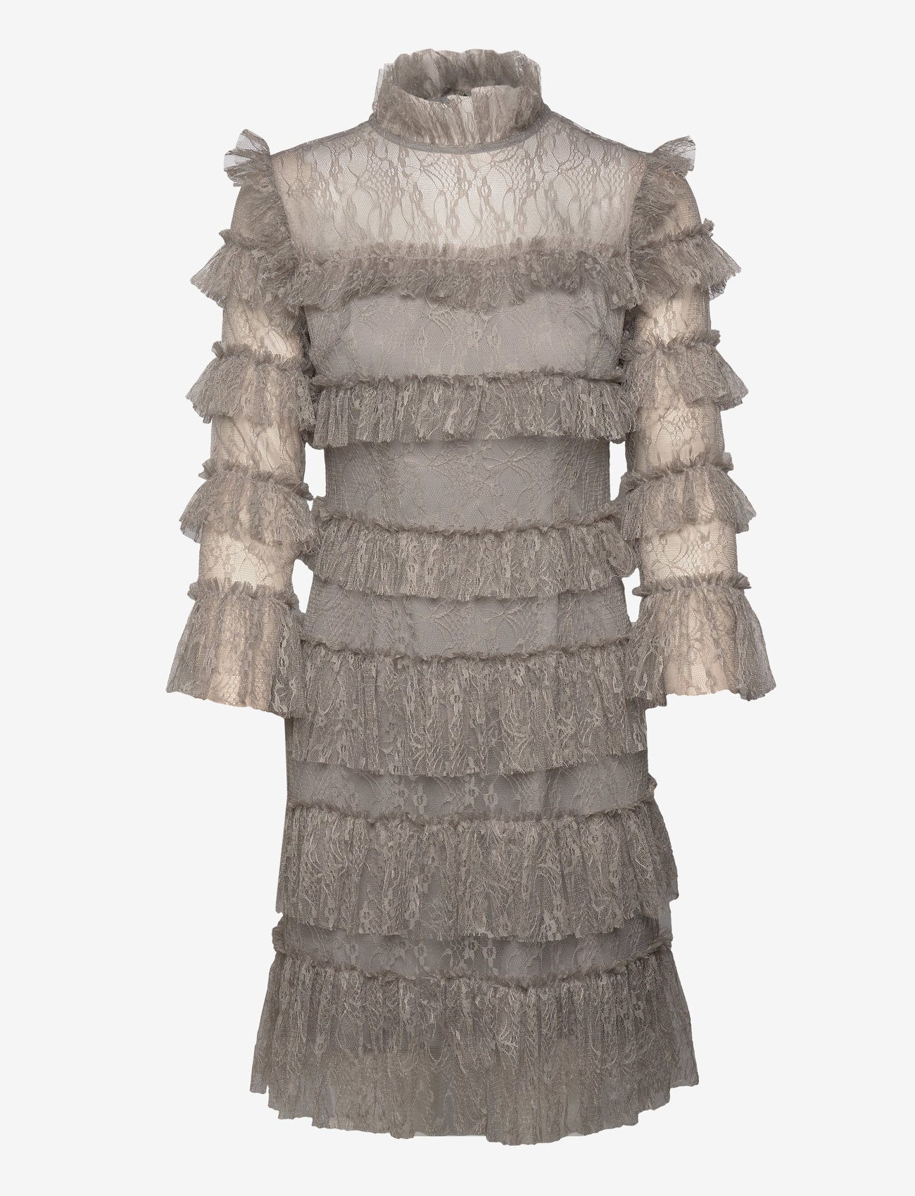 Malina - Carmine frill mini lace dress - party dresses - steel grey - 1