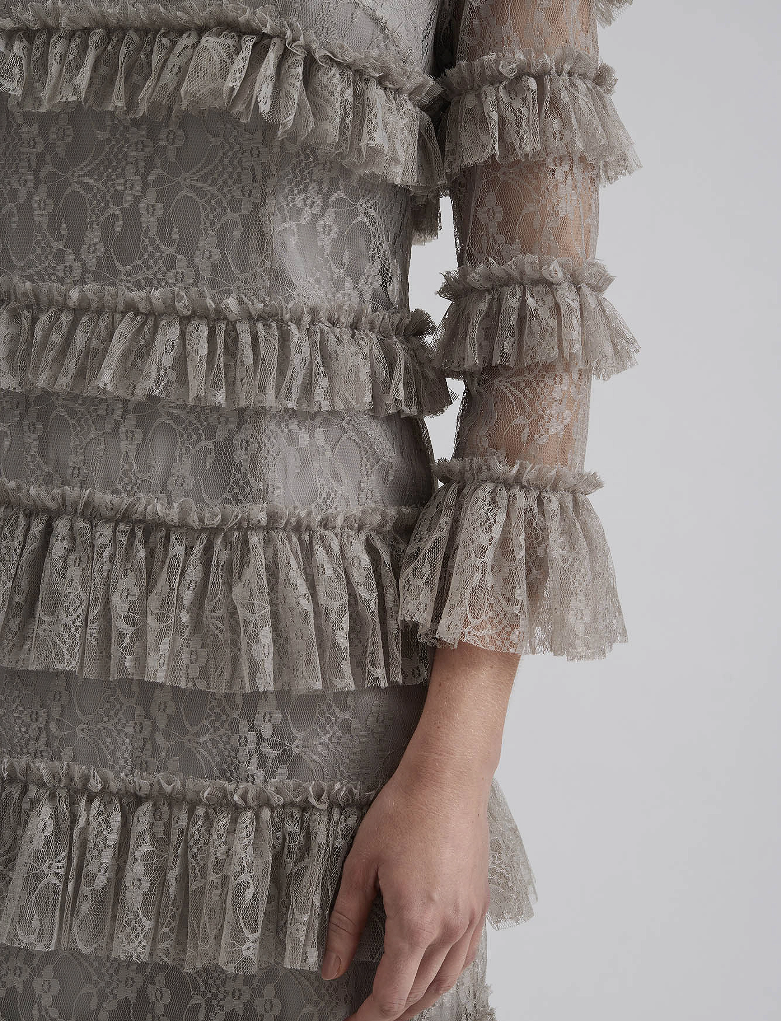 Malina - Carmine Frill Lace Mini dress - spitzenkleider - steel grey - 5