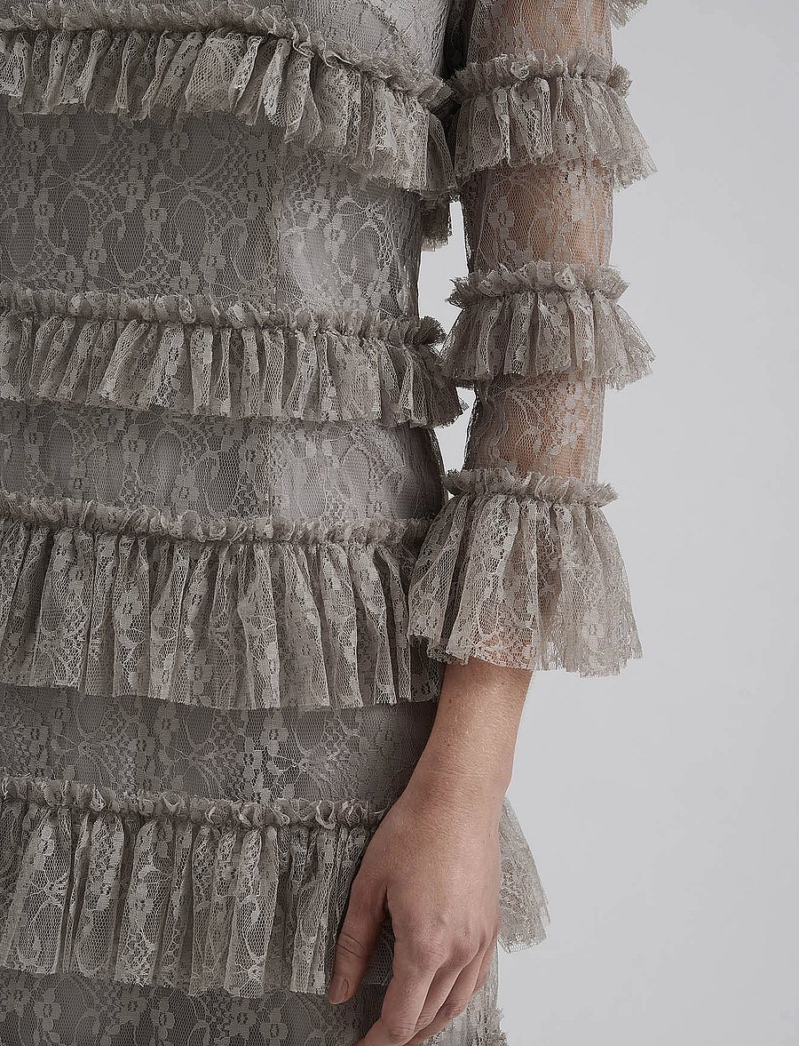 Malina - Carmine Frill Lace Mini dress - spitzenkleider - steel grey - 5
