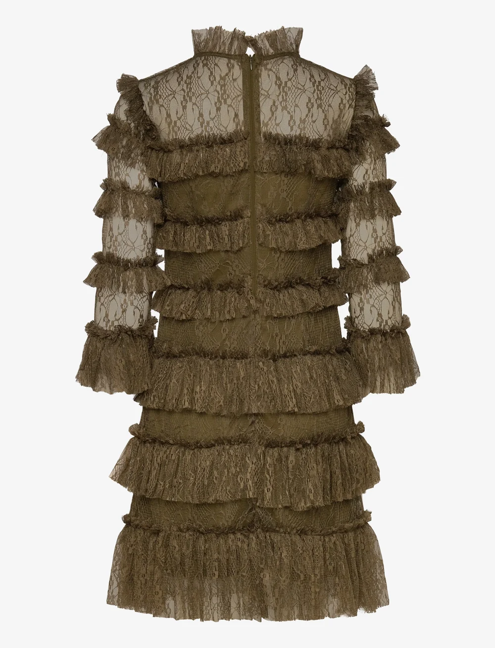 Malina - Carmine frill mini lace dress - spitzenkleider - olive - 2