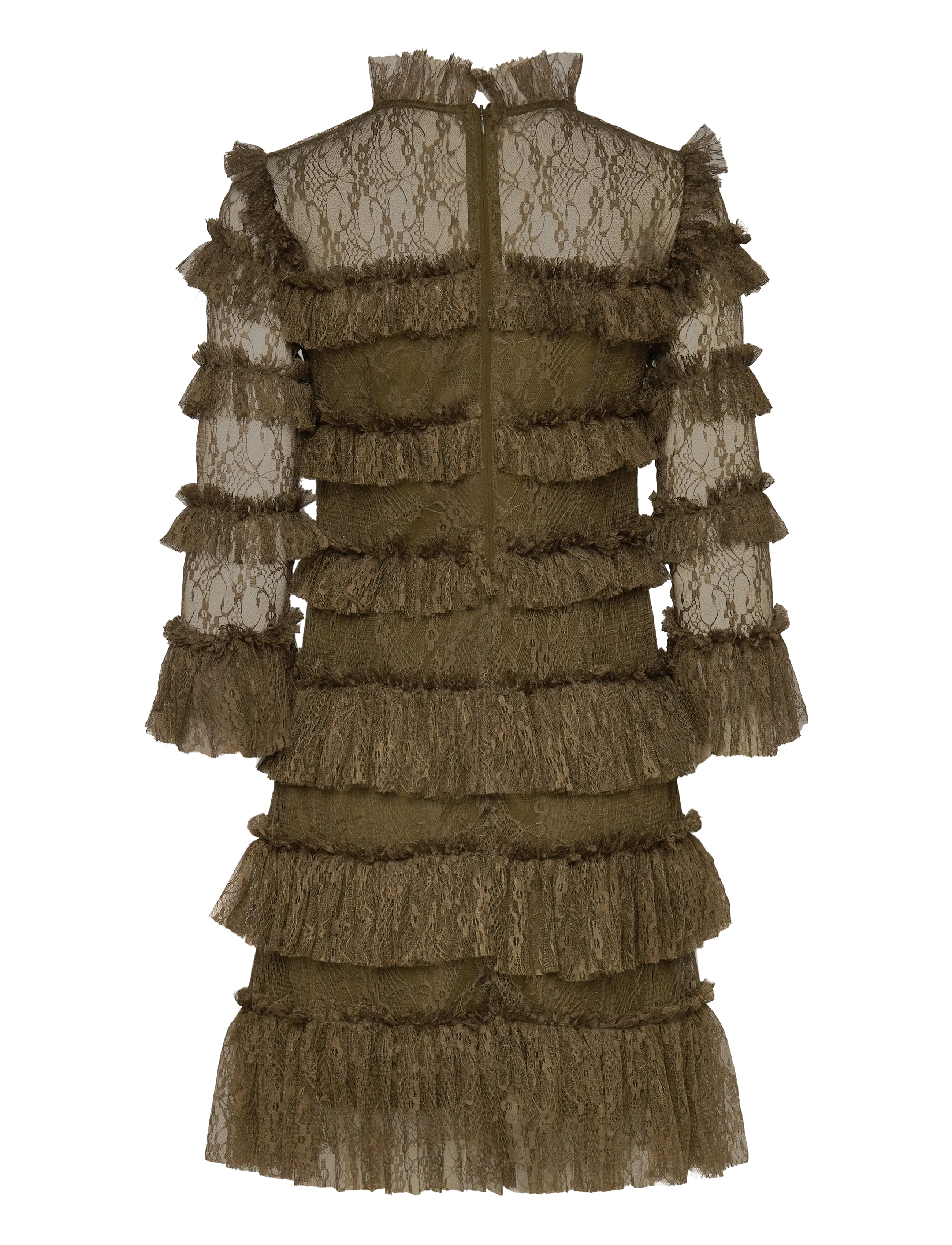 Malina - Carmine Frill Lace Mini dress - blondekjoler - olive - 2