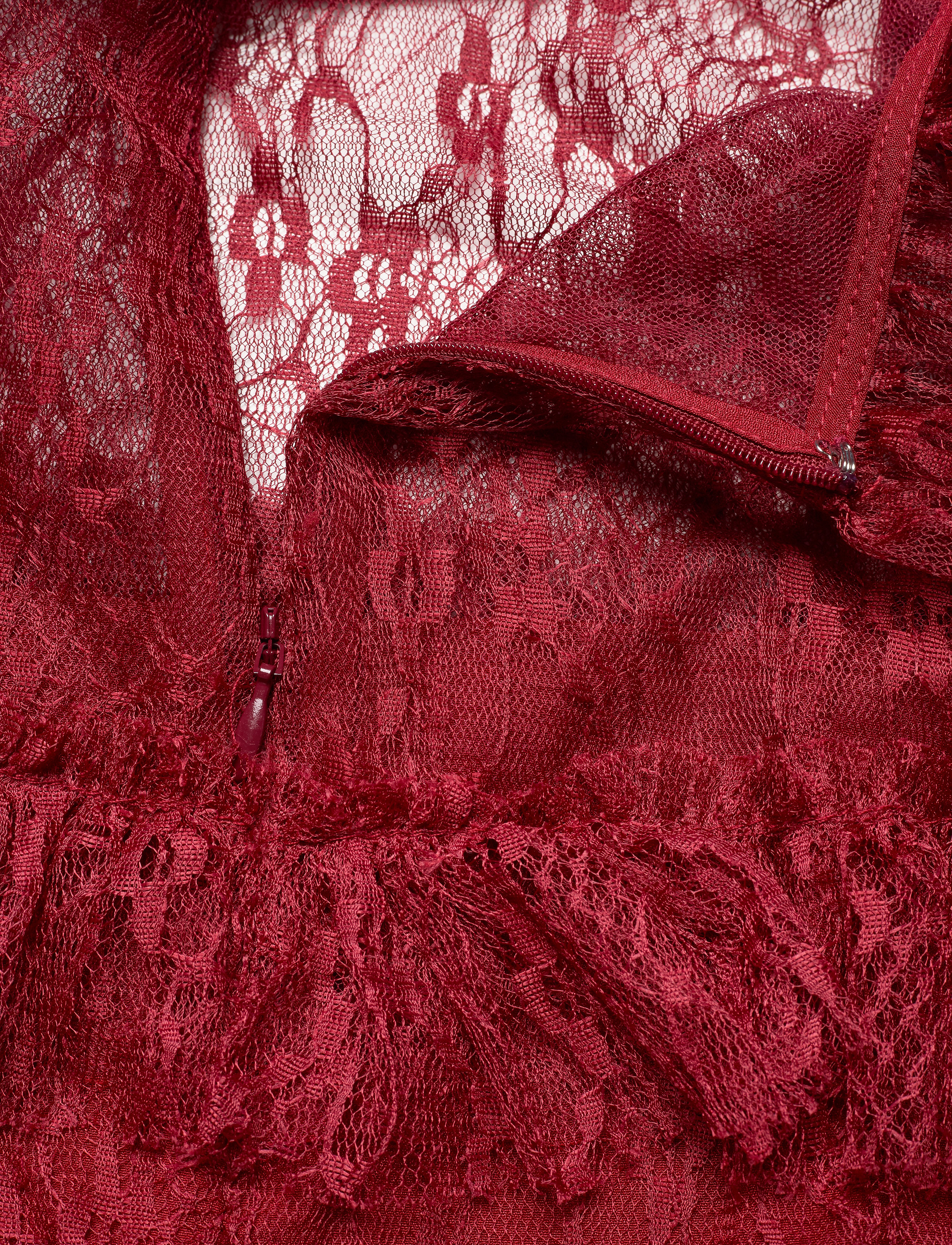Malina - Carmine Frill Lace Mini dress - party wear at outlet prices - ruby red - 3