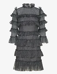 Malina - Carmine frill mini lace dress - odzież imprezowa w cenach outletowych - smoke - 0