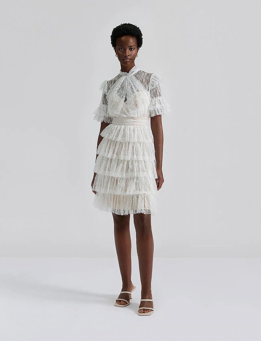 Malina - Liona dress - midi-kleider - white - 0