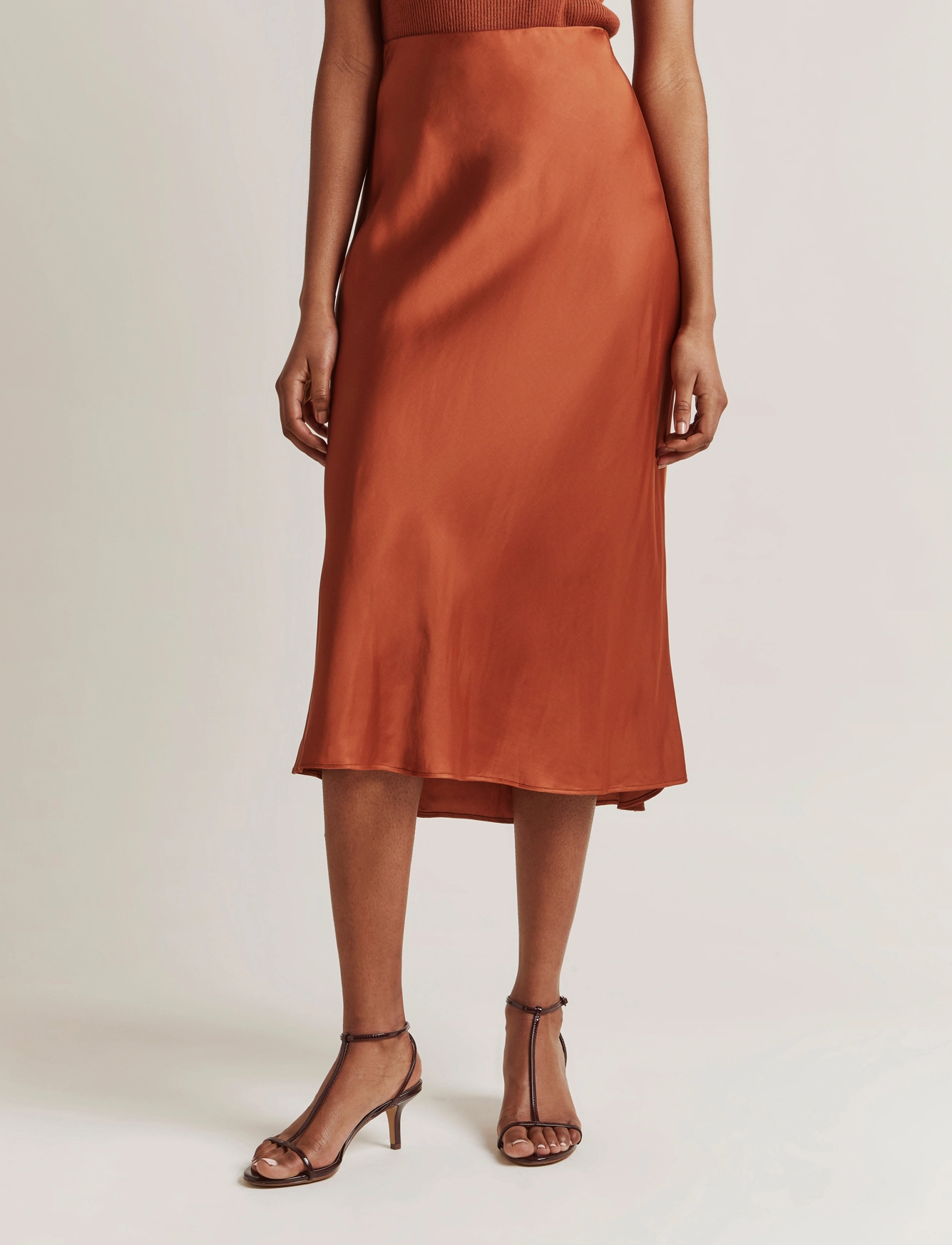 Malina - Aline slip midi skirt - mocha - 2