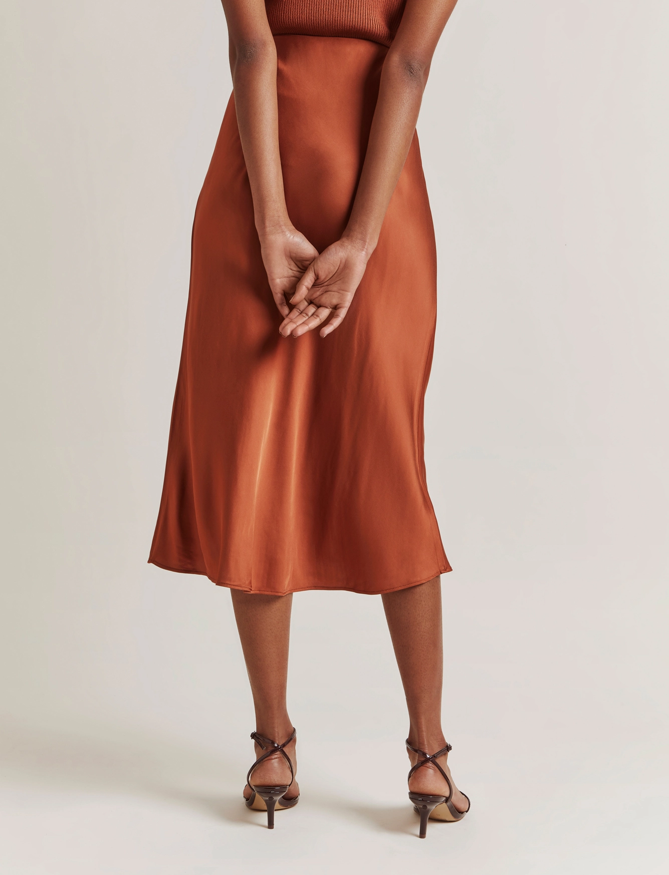 Malina - Aline slip midi skirt - mocha - 3