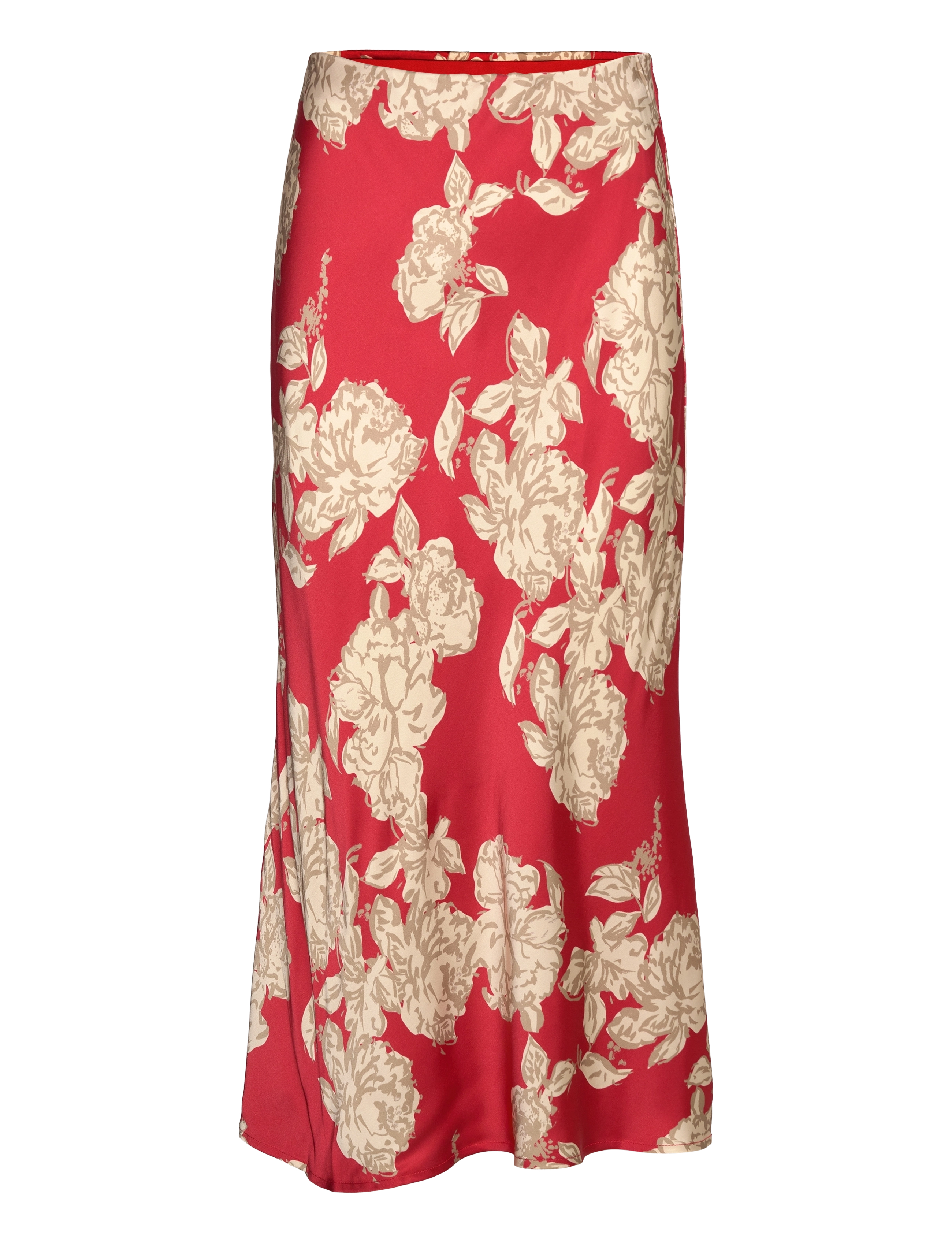 Malina - Aline slip midi skirt - winter floral berry red - 0