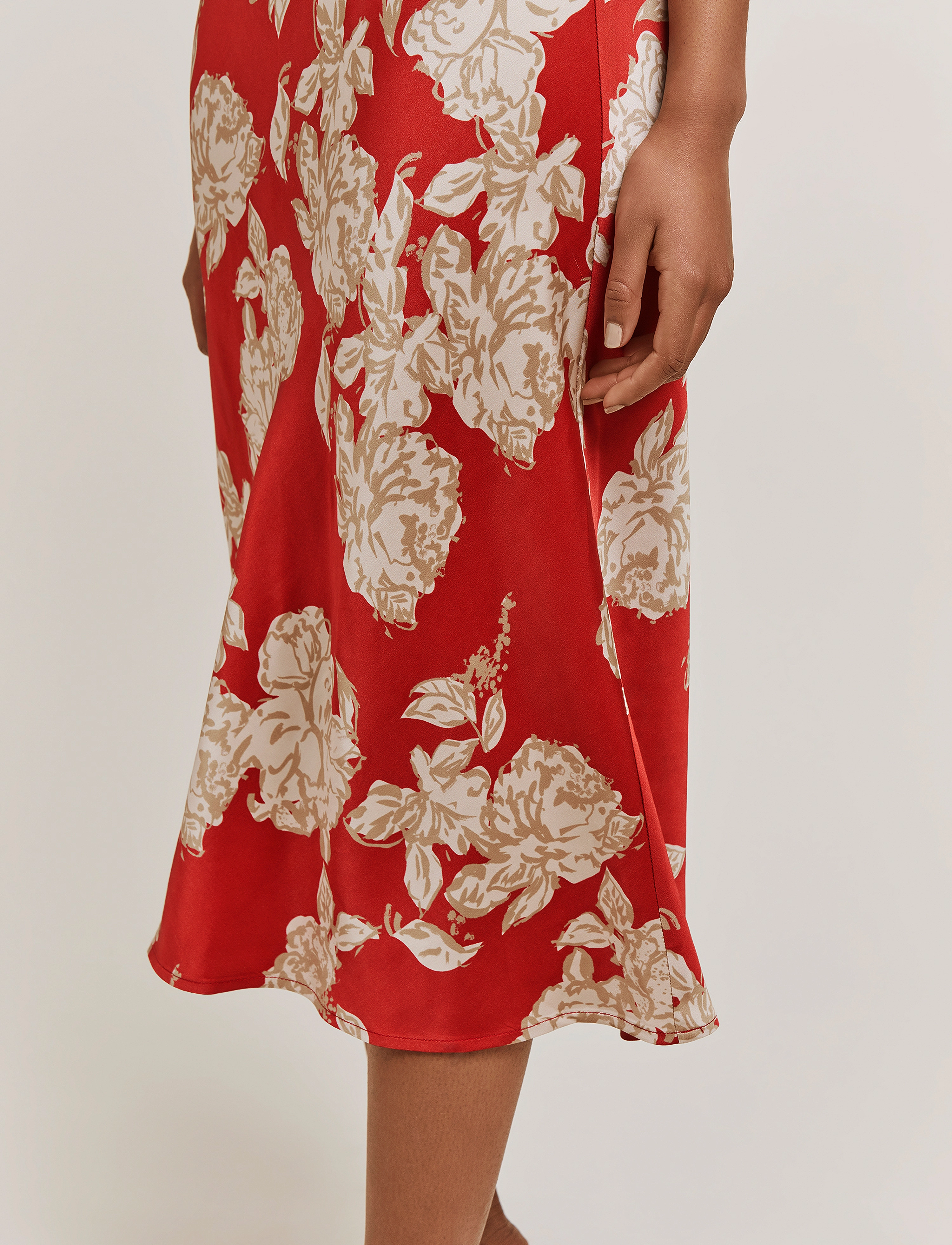 Malina - Aline slip midi skirt - winter floral berry red - 5
