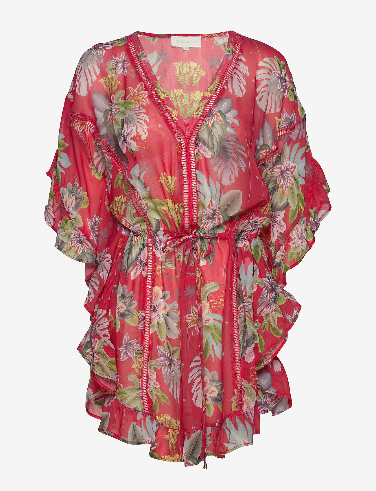 By Malina - Melia kaftan - electric jungle pink coral - 0