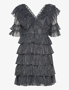 Sky v-neck frill mini lace dress, By Malina