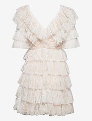 By Malina - Sky v-neck frill mini lace dress - spetsklänningar - white - 2