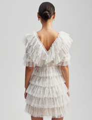By Malina - Sky v-neck frill mini lace dress - spetsklänningar - white - 3
