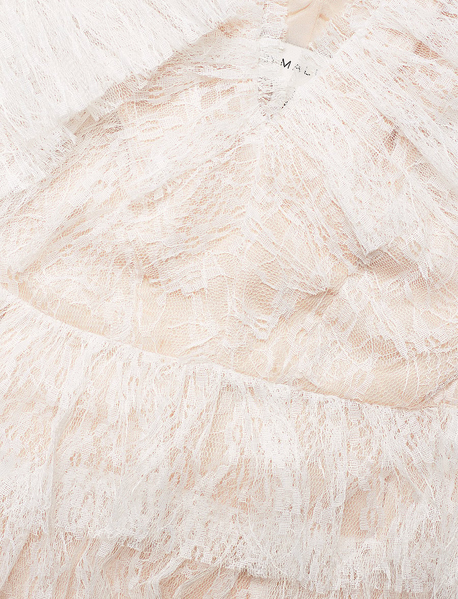 Malina - Sky v-neck frill mini lace dress - konfirmationstøj - white - 5