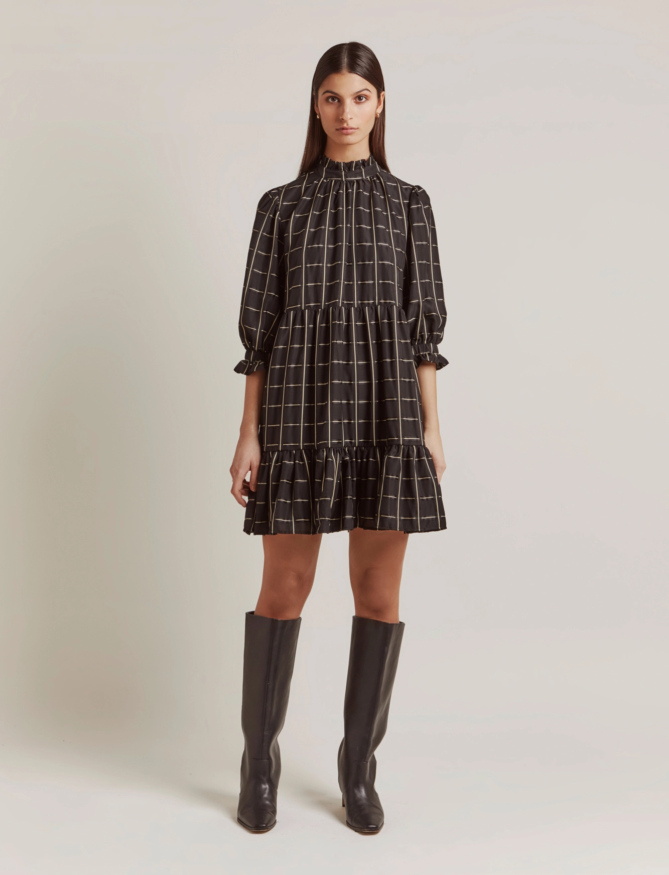 Malina - Arya dress - black check - 2