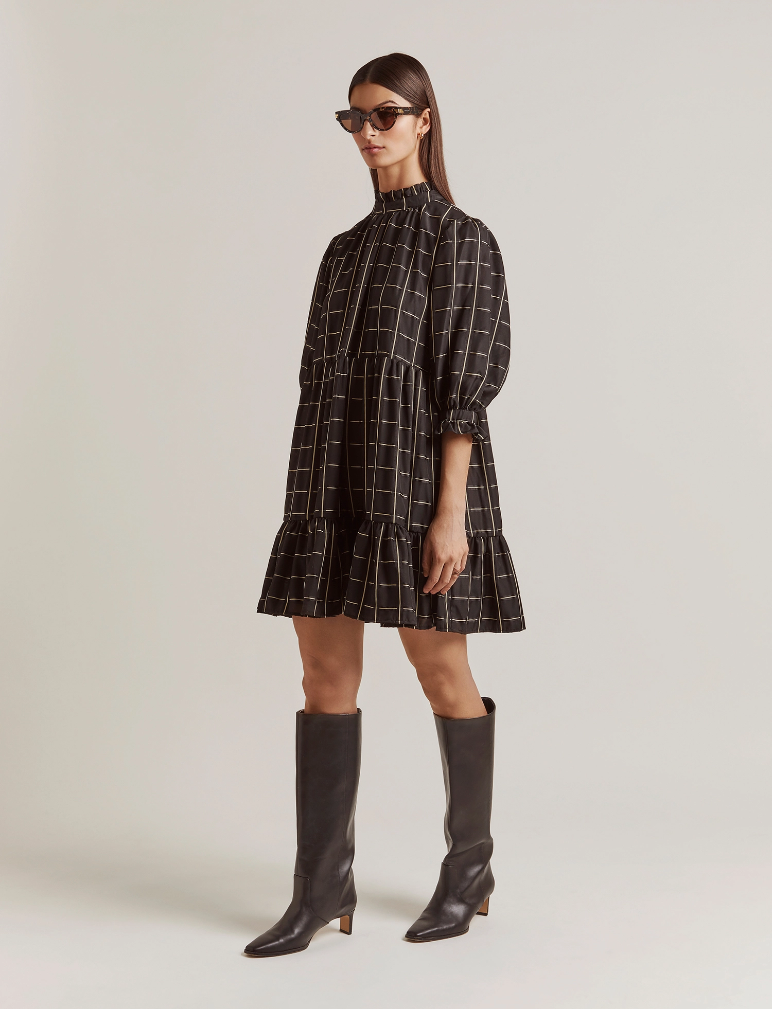 Malina - Arya dress - black check - 4