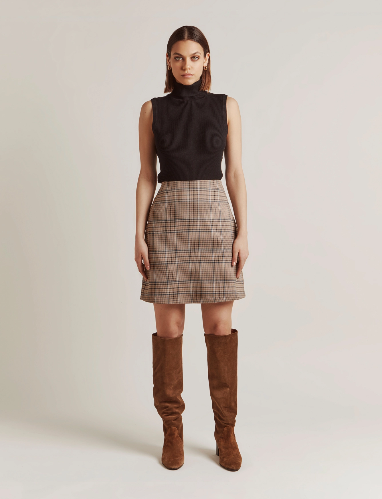 Malina - Jenna skirt - beige check - 2