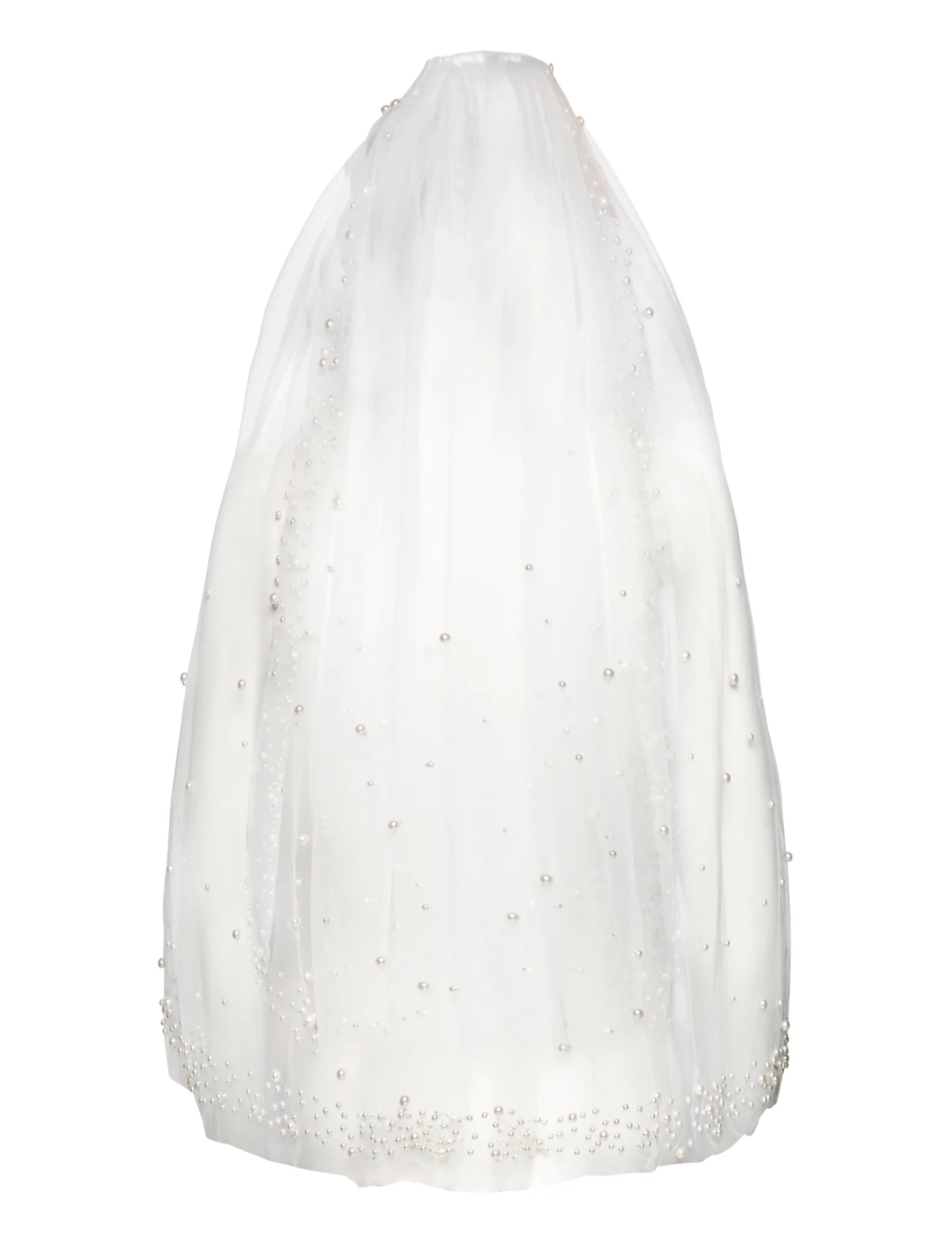 By Malina - Pearl trimmed dotted fingertip wedding veil - ivory - 1