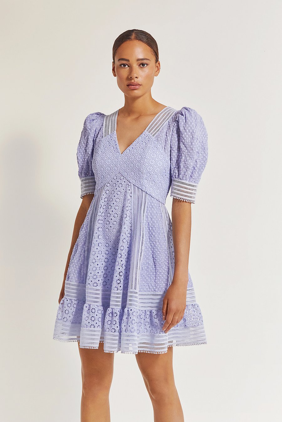 Malina - Abby short sleeve mini dress - blue wave - 2