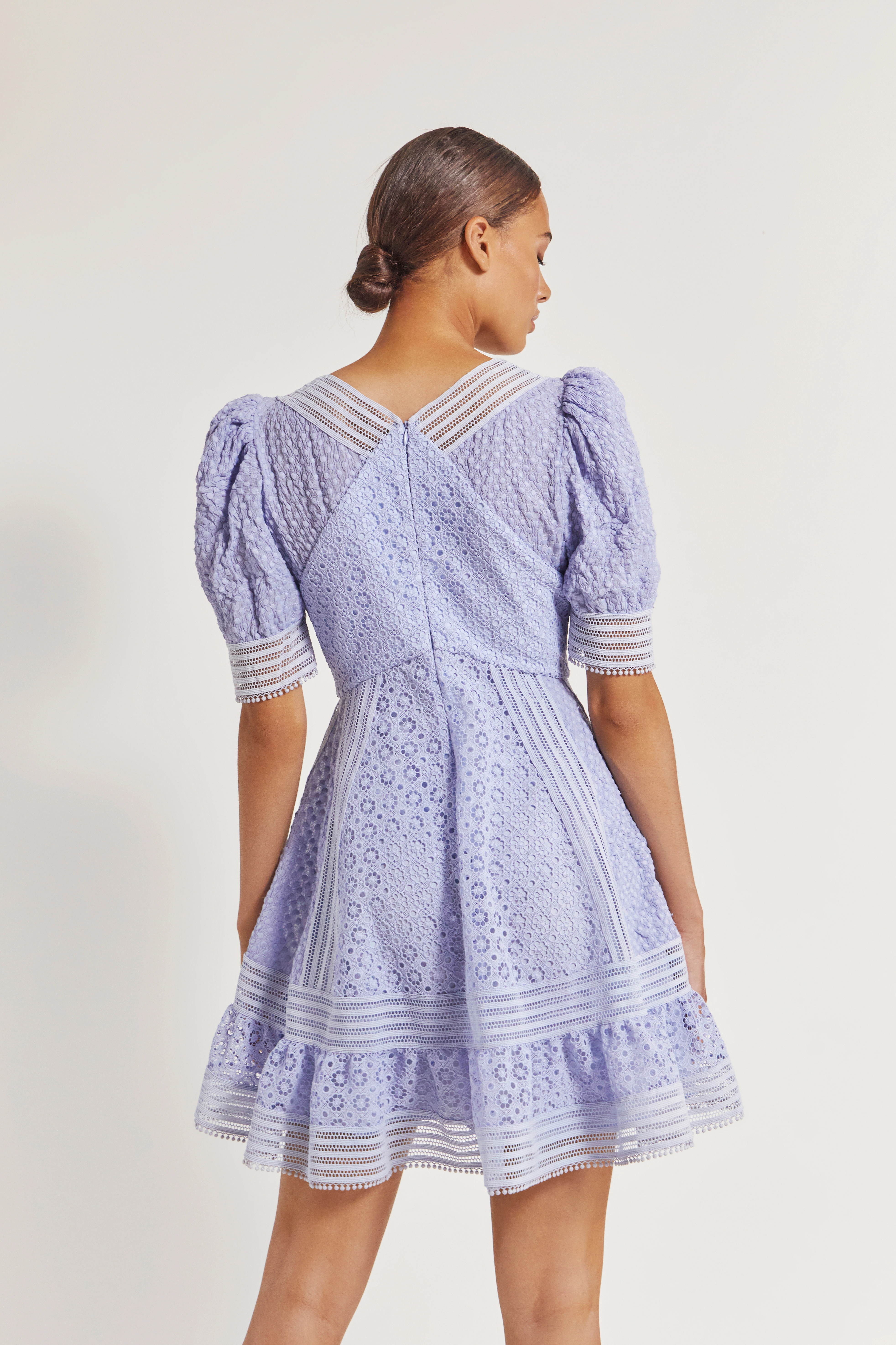 Malina - Abby short sleeve mini dress - blue wave - 3