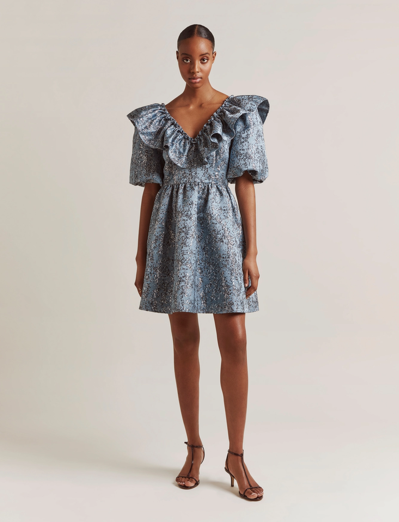 By Malina - Clarisse Dress - dove blue metallic - 2