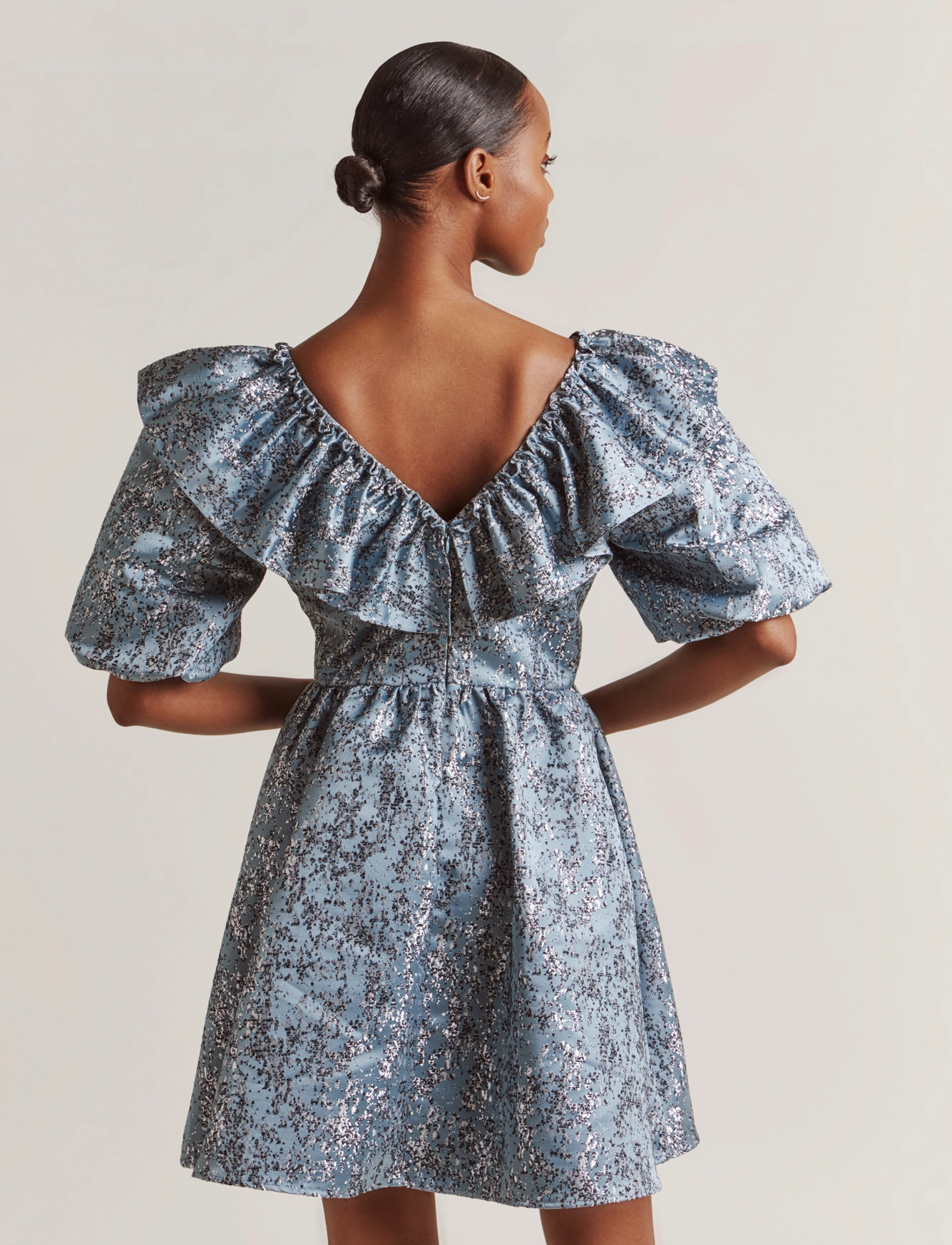 By Malina - Clarisse Dress - dove blue metallic - 3